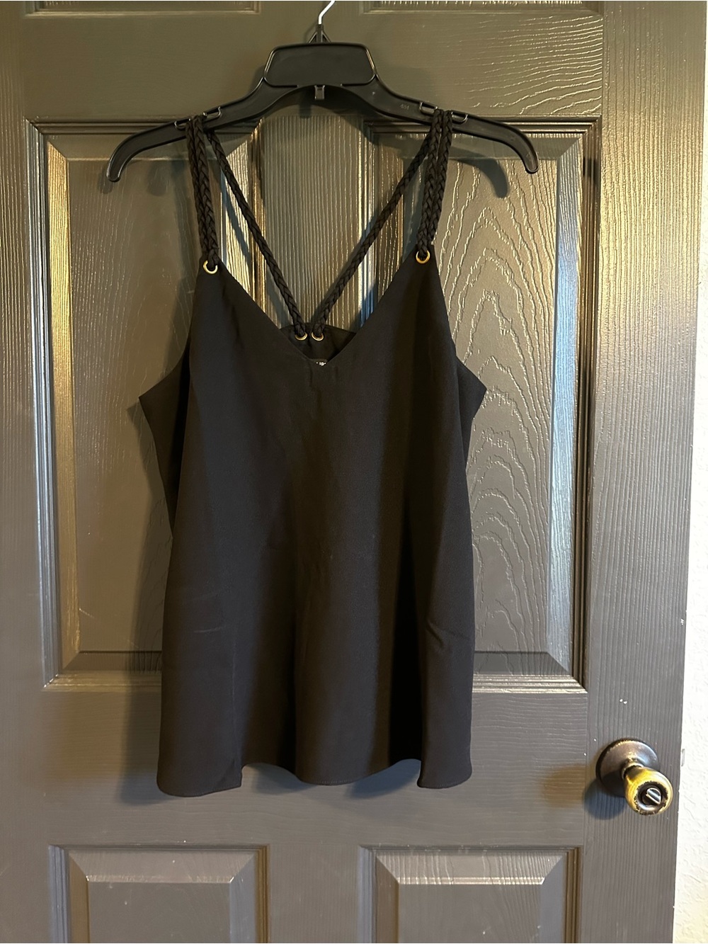 Sugarlips Black V-Neck Tank with Braided Straps LIKE NEW
